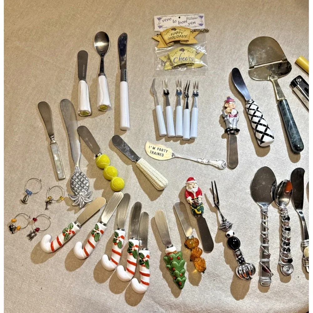 42 pcs-Charcuterie Cheese Knives Spreaders-variety styles w/‎ wine top & openers